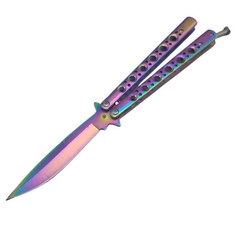 42 Balisong Knife Butterfly Knife Spring Latch Rainbow