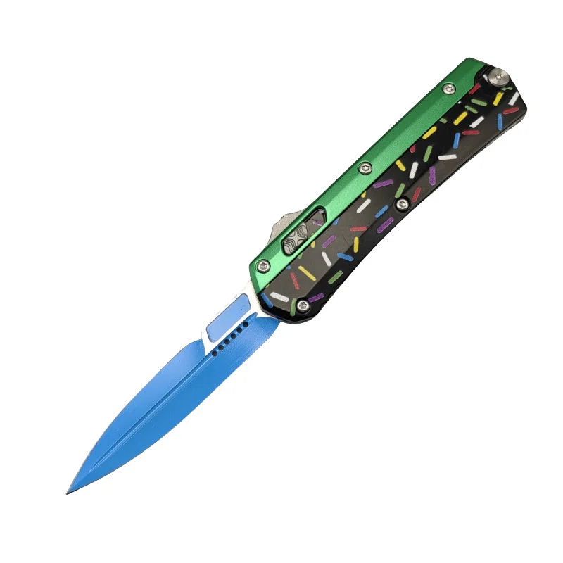 Donut Fighter Switchblade OTF Knife--Green & Black