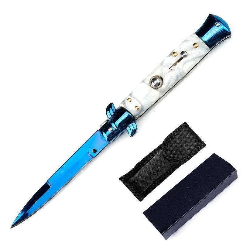 Beyaz Kabuk Mavi Dal Stiletto Bıçak