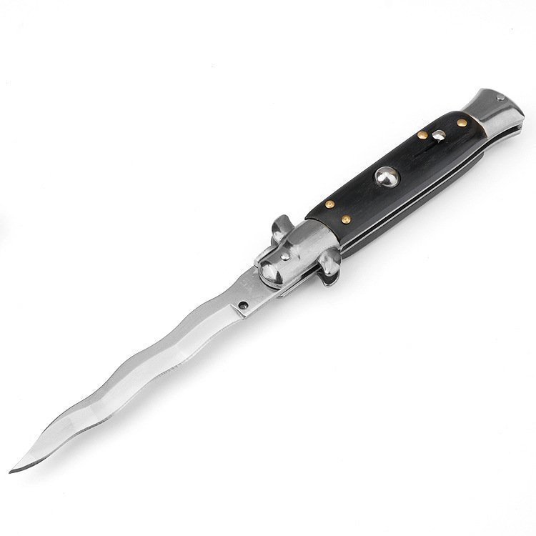8.75 Inç İtalyan Stiletto Bıçak - Siyah Kaplama Kris Bıçak