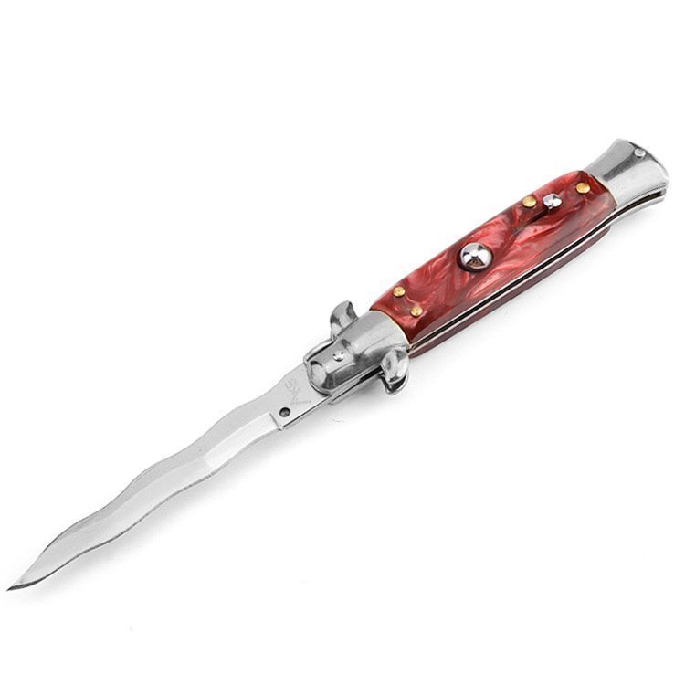8.75 Inç İtalyan Stiletto Bıçak - Kırmızı Kaplama Kris Bıçak