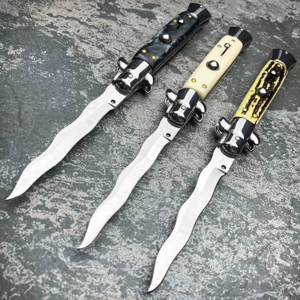 8.75 İnç İtalyan Stiletto Bıçak - Koleksiyon Kaplama 66 Kris Bıçak