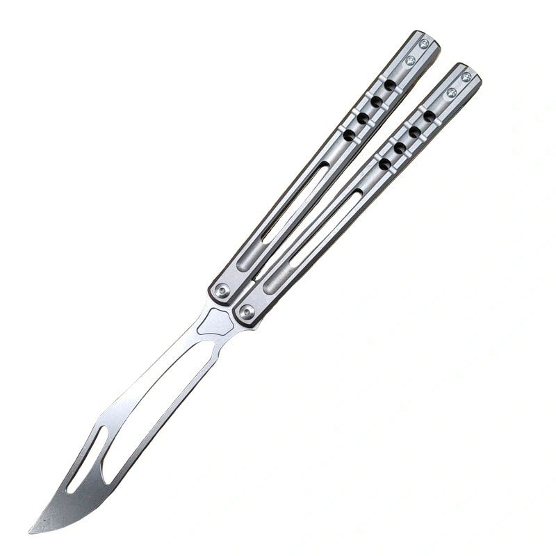 titanium handle killer whale practice blade butterfly fling knife