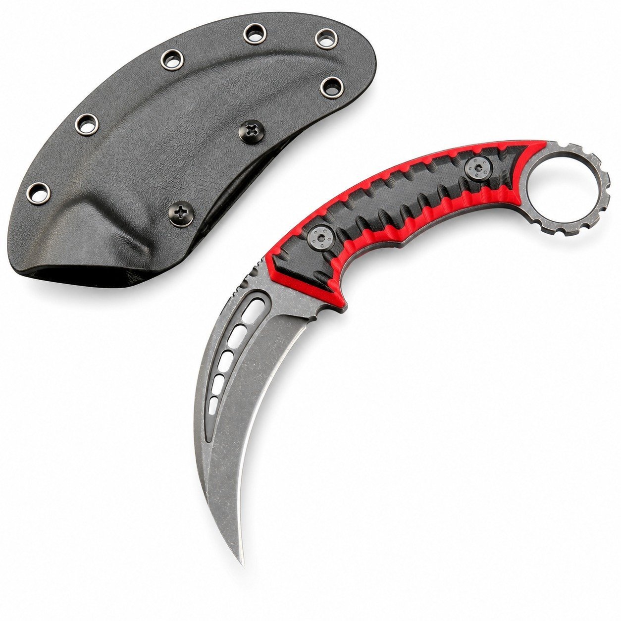 Karambit Knife Fixed Blade D2 Steel + G10 Handle Outdoor Claw Knife With Protective Cover Edc Tool-RDE